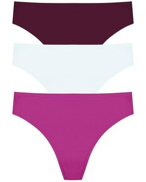 Natori Bliss Bare Cotton Thong 3-pack - Purple