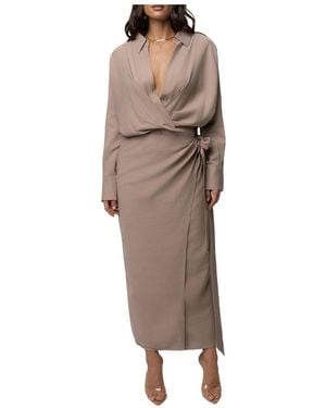JLUXLABEL Skyline Wrap Midi Dress - Brown