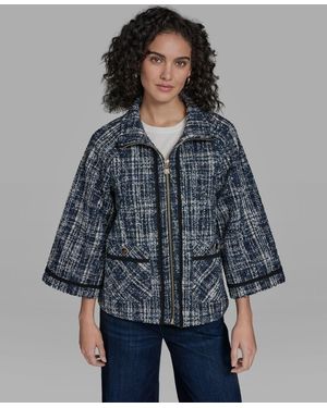 KARL LAGERFELD Zip Front A-line Jacket - Blue