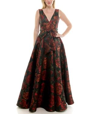 Taylor Printed V-neck Dress - Brown