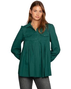 Belle & Bloom Catch Feelings Pintuck Shirt - Green