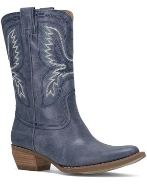 FRYE and CO Irlene Short Deco Stitch Almond Toe Boots - Blue