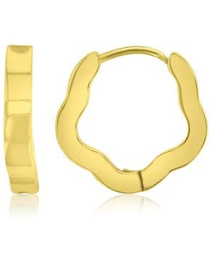Roxy Waterproof Platinum 16mm Flower huggie Earrings - Metallic