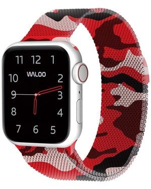 Waloo Camo Magnetic Mesh Replacement Band For Apple Watch - Red