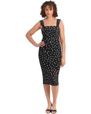 S3 Apparel Draped Mesh Sculpting Midi Dress - Multicolor