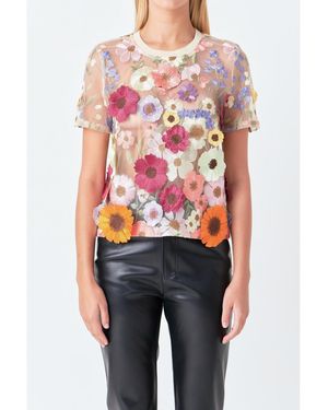 Endless Rose Floral Embroidered Top - Orange