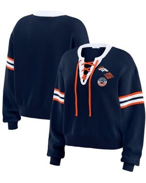 WEAR by Erin Andrews Denver Broncos Lace-up Sweater - Blue