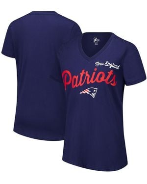 G-III 4Her by Carl Banks New England Patriots Post Season V-neck T-shirt - Blue