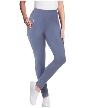 Woman Within Within Stretch-cotton Knit Pull-on Pocket leggings - Blue