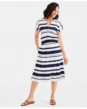 Style & Co. Knit Short-sleeve Midi Dress - White