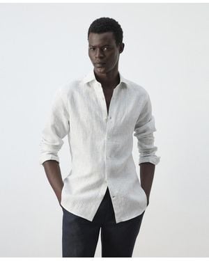 Mango Linen Slim-fit Shirt - White