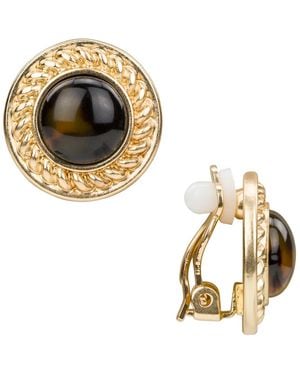 Patricia Nash Pave Tortoise Resin Collection Button Clip Earrings - Metallic