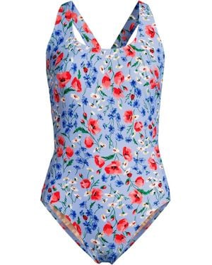 Lands' End Tugless X-back One Piece Swimsuit - Blue
