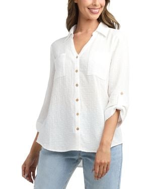 Bcx Resort Collared Two Pocket Button Up Shirt - White