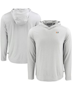 Cutter & Buck Miami Hurricanes Coastline Epic Comfort Eco Long Sleeve Hoodie T-shirt - Gray