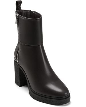 DKNY Talley Platform Heeled Bootie With Side Zipper Fashion Boot - Black
