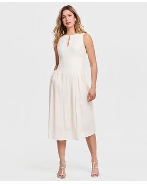 Sam Edelman Pintuck-waist Solid Midi Dress - White