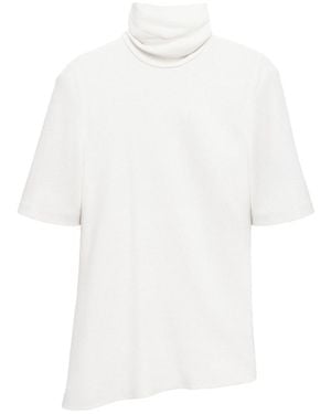 Mango Selection High-neck Asymmetric-hem Blouse - White