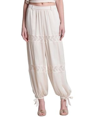 Avec Les Filles Lace Combo Balloon Pants - White