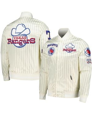 Pro Standard Texas Rangers Cooperstown Collection Pinstripe Retro Classic Satin Full-snap Jacket - White