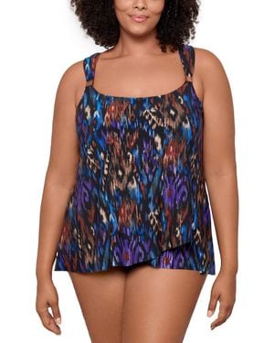 Miraclesuit Plus Size Tapiz Dazzle Underwired Tankini Top - Blue