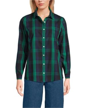 Lands' End Petite No Iron Button Front Shirt - Green
