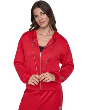 DKNY Chain Cord Full Zip Hoodie - Red