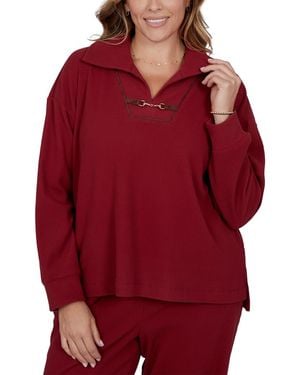 Ruby Rd. Plus Size Collared Long-sleeve Ribbed Top