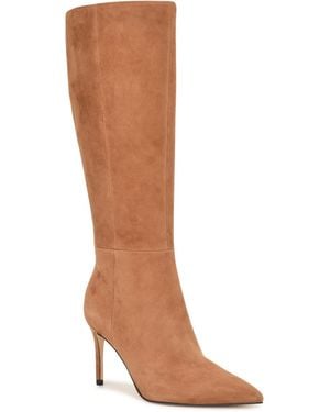 Nine West Cook Wide Calf Tall Stiletto Dress Boots - Brown