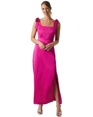 Oasis Satin Midi Bridesmaid Dress - Pink