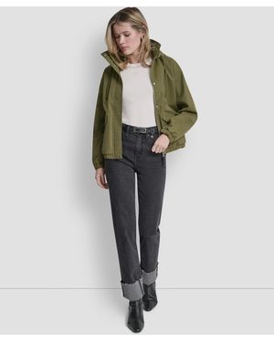 DKNY Stand Collar Bomber Raincoat - Green
