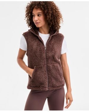 ID Ideology Relaxed Hooded Sherpa Vest - Brown