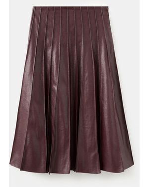 Mango Faux-leather Godet Skirt - Purple