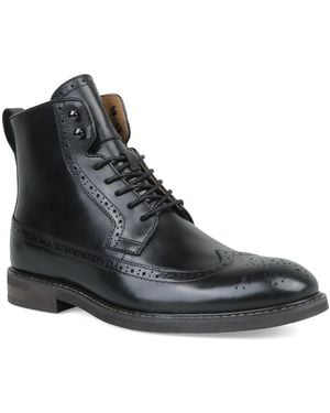 BarIII Leather Block-heel Dress Boots - Black