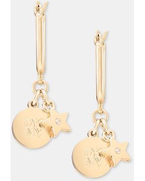 DKNY Logo Star Drop Earrings - Natural