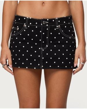 Edikted Freada Polka Dot Denim Mini Skort - Black