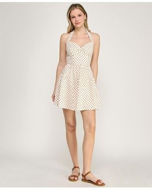 ROW A Halter Neck Twist Front Mini Dress - Natural