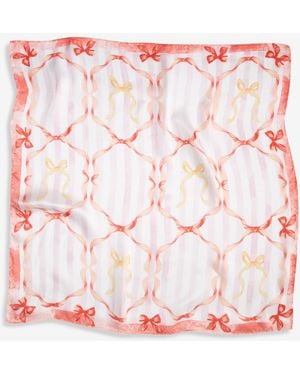 On 34th Ribbon Bow Print Square Scarf - Pink