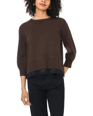 Vince Camuto Chenille Embroidery 3/4-length Sleeve Sweater - Black