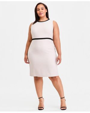Kasper Plus Size Colorblocked Sleeveless Sheath Dress - Pink