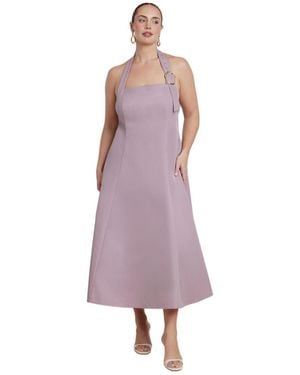 Eloquii Buckle Neckline Maxi Dress - Purple
