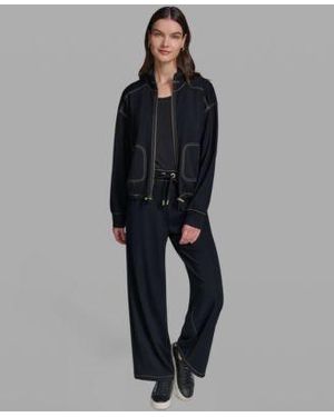 KARL LAGERFELD Jersey Bomber Jacket Pull On Jersey Pants - Black