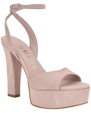 Guess Hitten High Block Heel Platform Sandals - Pink