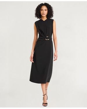 Luxely Solid-color V-neck Sleeveless Dress - Black
