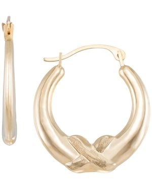 Macy's Polish Satin X Hoop Earrings - Natural