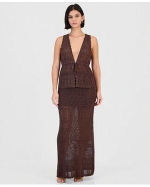 Guess Vivianne Crochet Top Maxi Skirt - Brown