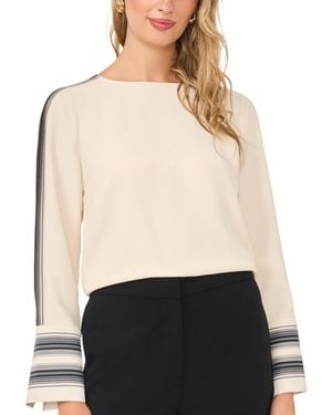 Vince Camuto Striped-trim Extended-cuff Top - White