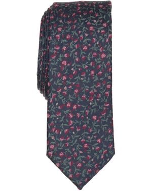 BarIII Floral-print Skinny Tie - Blue