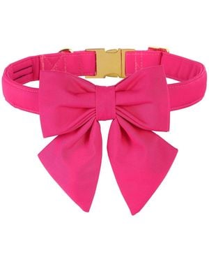 Aronkl Plaid Collar With Checke Bowtie Adjustable Breakaway Collars For All Breeds Comfortable Cotton Birthday Gift - Pink