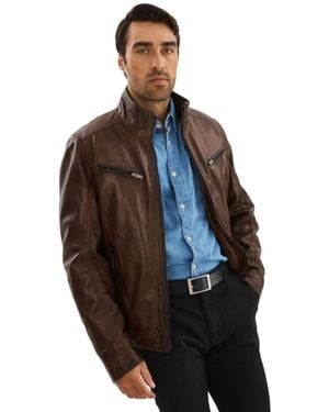 Regency Leathers Gunnar Leather Biker Jacket - Black